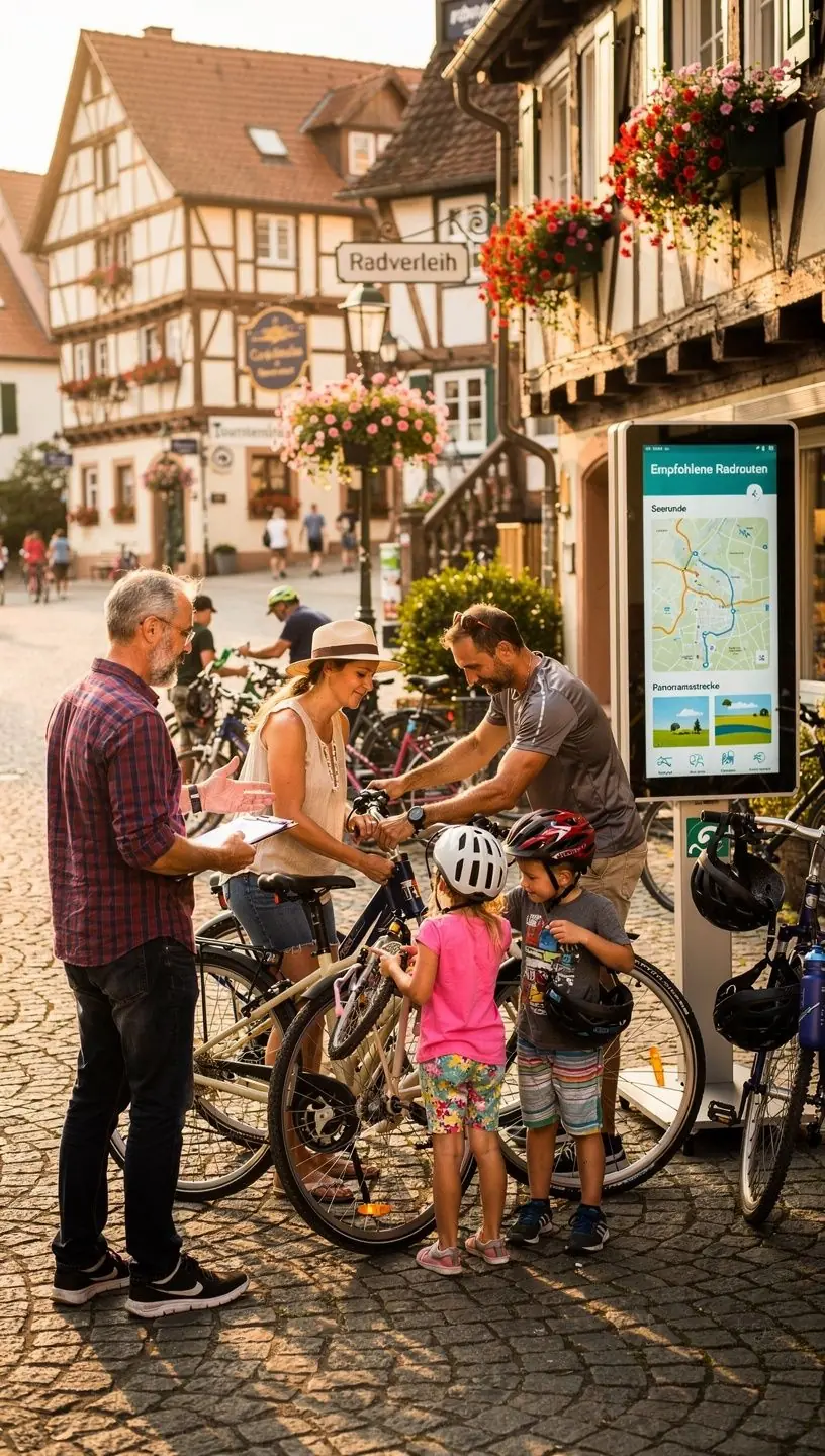 Fachkundige Beratung eines Mitarbeiters vor Ort für individuelle Routenplanung und Fahrradservice